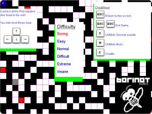 The starting screen for maze!